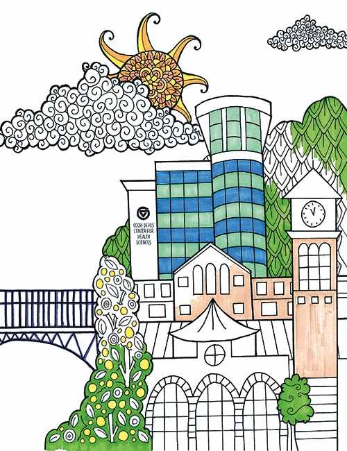 Coloring page, downtown campus